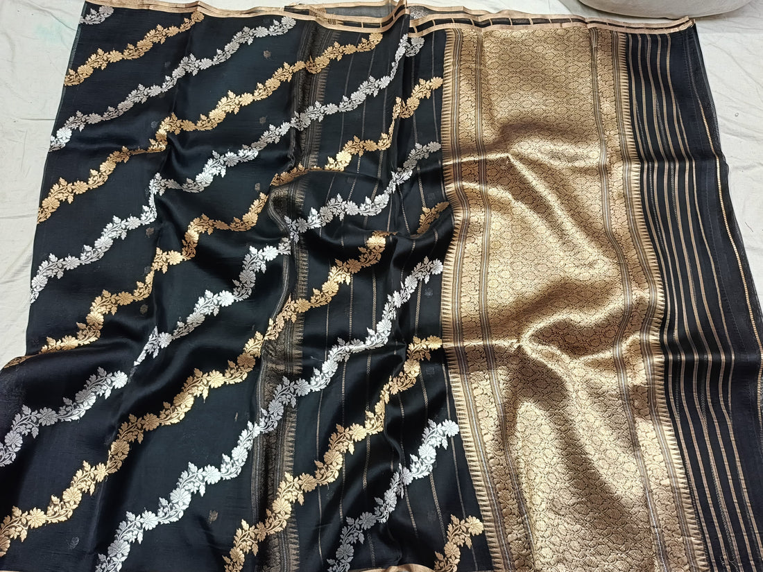 Handwoven kora silk - black (color customisation available)