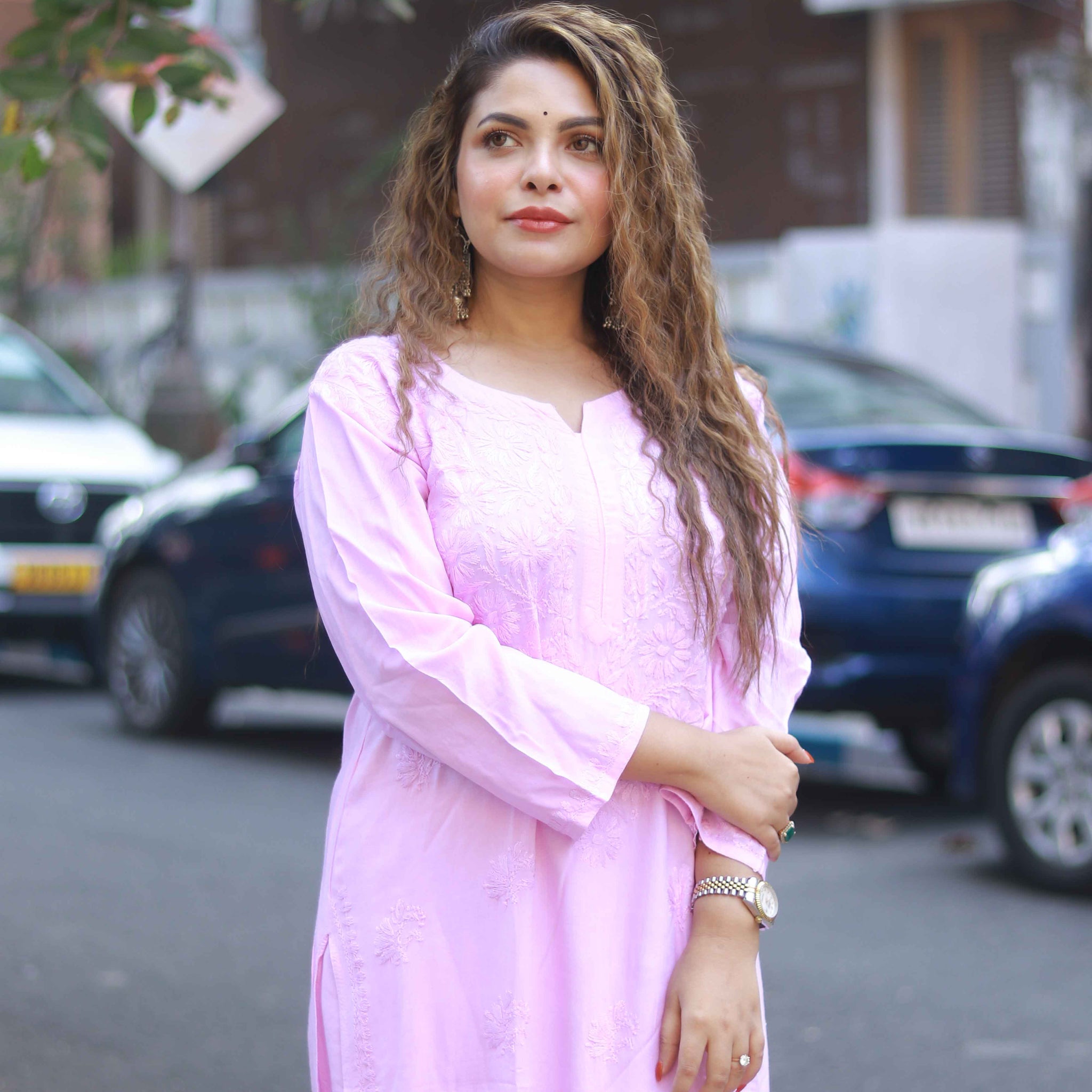 Modal kurta set (tone to tone) lavender