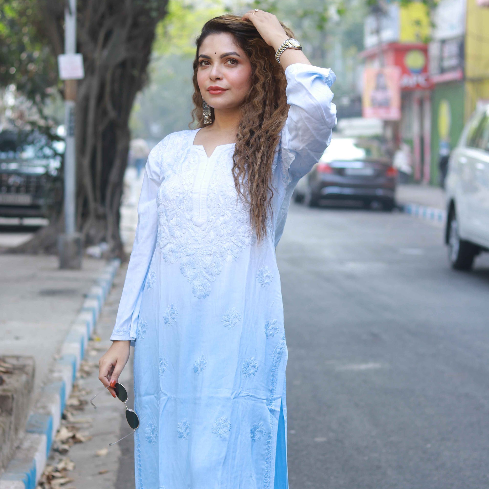 Modal kurta set (tone to tone) blue ombre