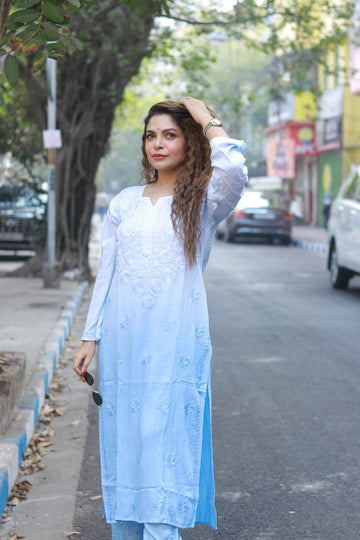 Modal kurta set (tone to tone) blue ombre