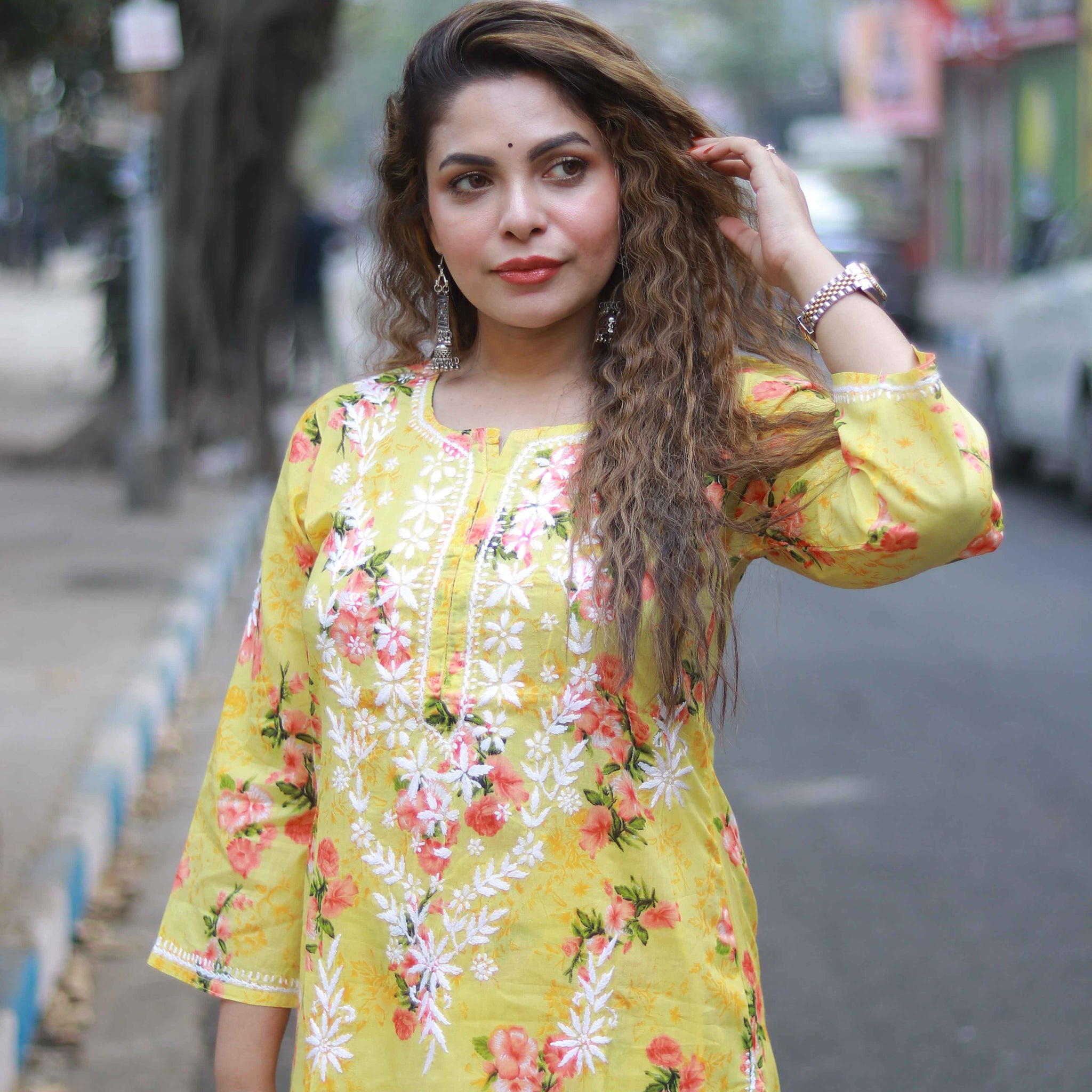 Floral mul cotton set yellow