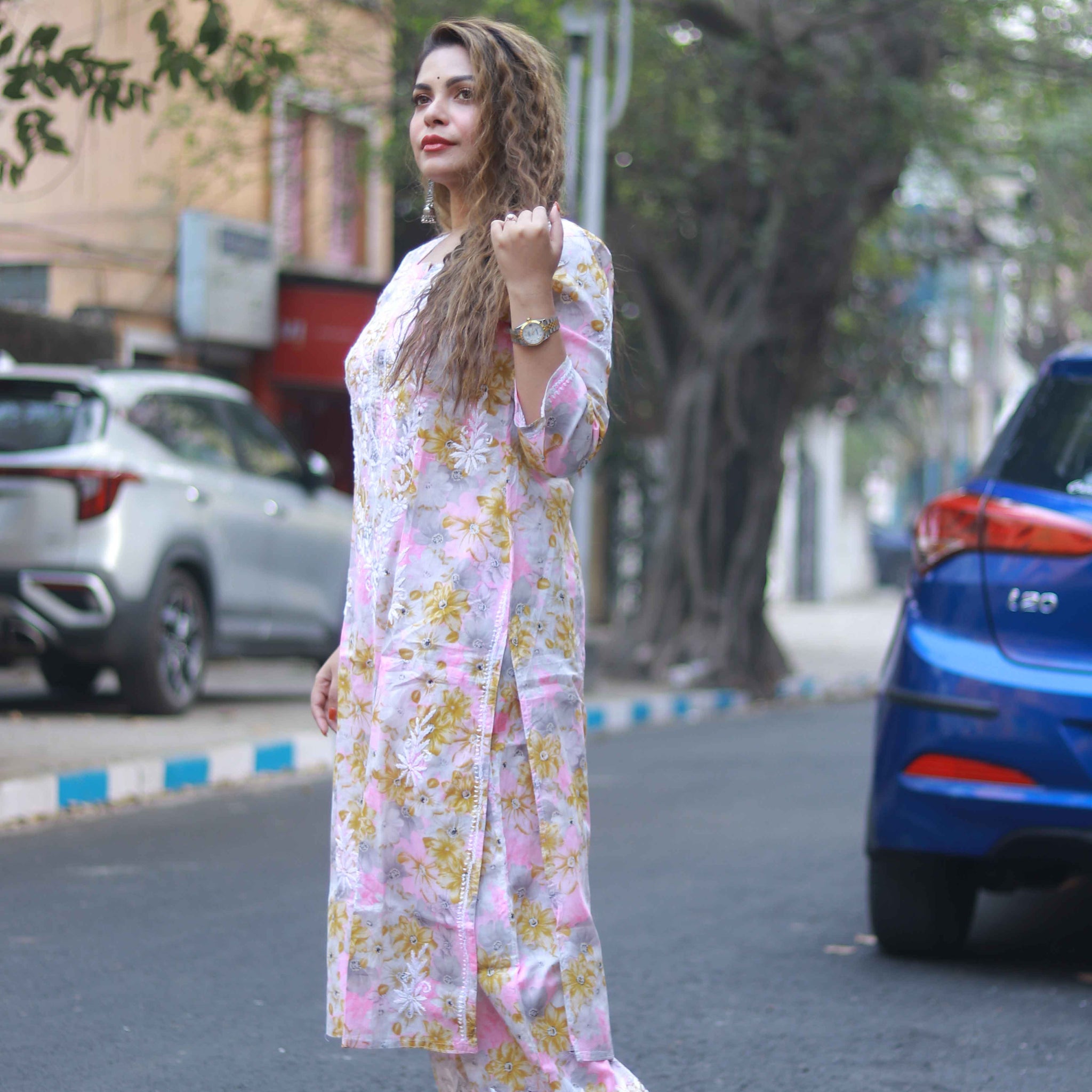 Floral mul cotton set pink