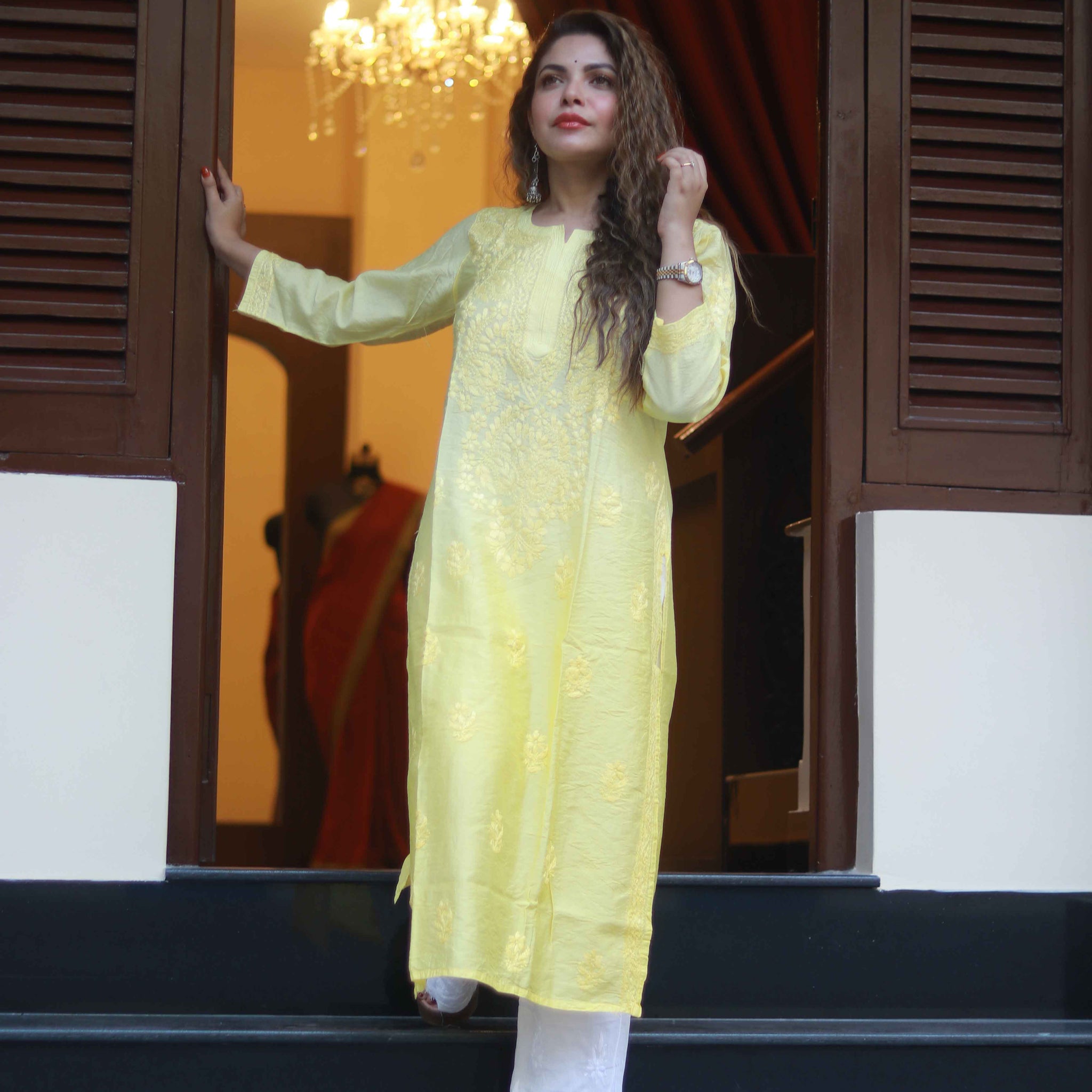 Chanderi kurti yellow