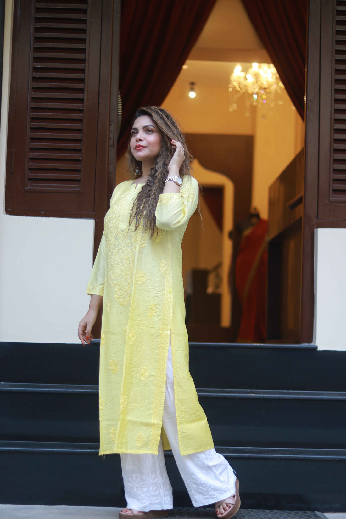 Chanderi kurti yellow